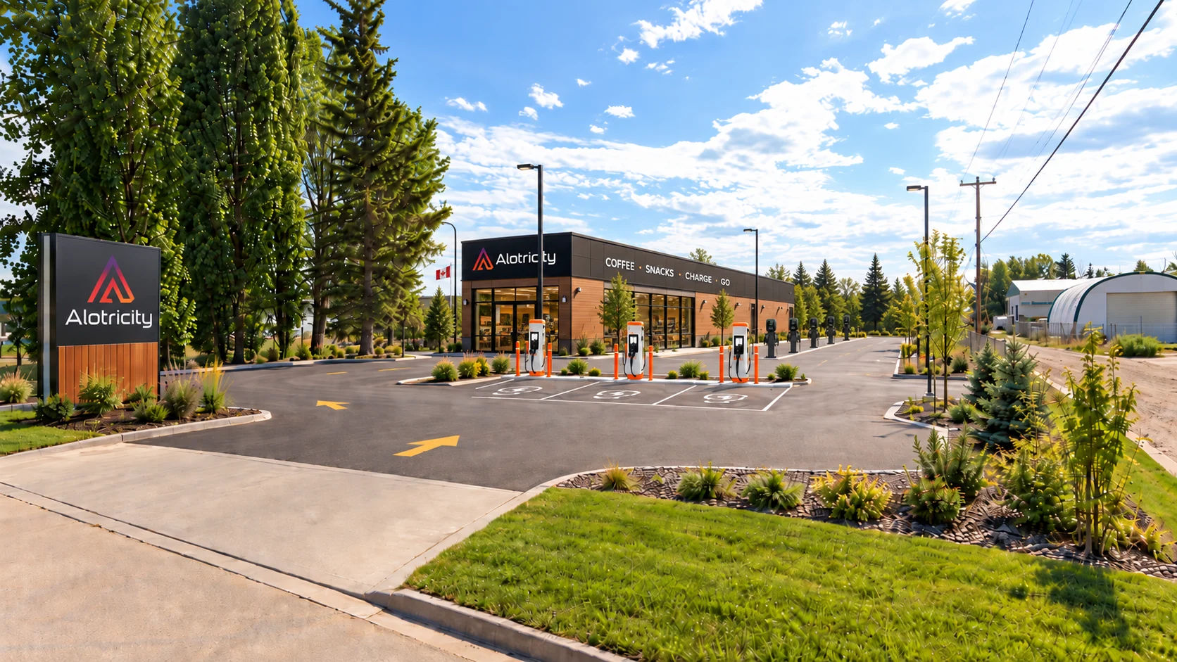 Tienda y centro de carga eléctrica Alotricity en Edson, Alberta