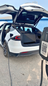 JPlug.io App with EVduty Level 2 charger charging Tesla Model X